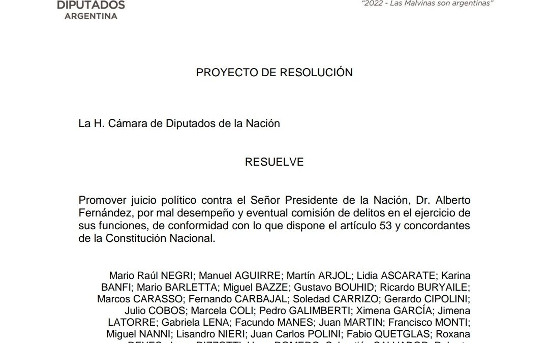 DIPUTADOS RADICALES PIDIERON JUICIO POLÍTICO CONTRA EL PRESIDENTE